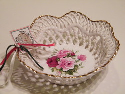 Pink mystic blue hungary openwork porcelain bowl