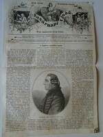 S0580 A Landerer nyomdász család - Landerer Mihály  - fametszet és cikk -1867-es újság címlapja