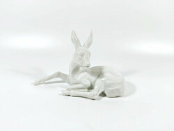 Schaubach kunst, reclining deer, hand-painted white porcelain figurine 19.0 Cm, flawless! (T001)