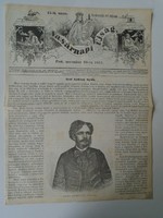 S0619 Gróf Andrássy Gyula  (később külügyminiszter) - fametszet és cikk-1861-es újság címlapja
