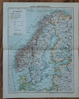 "Svéd-Norvégország" térkép melléklet a Pallas lexikonból cca 1900