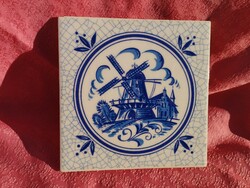 Windmill, marked decorative tile, coaster