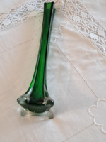 Régi egyszálalas üveg váza/zöld