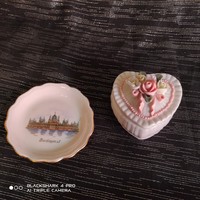 Szív alakú bonbonier & miniatur dísztanyérka