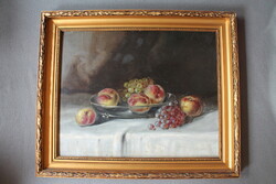 Sajó s. Géza: fruity still life, marked painting