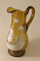 Antik szakított üveg kézzel festett kancsó 926