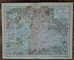 "Bajorország" térkép melléklet a Pallas lexikonból cca 1900
