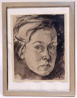 Art deco female portrait, marked