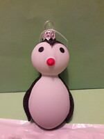 Gyönyörű extra üveg figurális pingvin karácsonyfadísz hibátlan kézimunka.