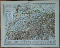 "Svájc" térkép melléklet a Pallas lexikonból cca 1900