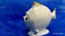 Retró ritkább Drasche porcelán,lüsztermázas hal figura.