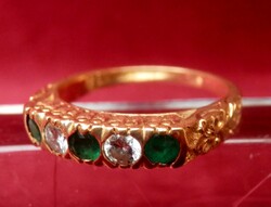 ARANY GYŰRÜ  18 KARÁTOS BRILIÁNS SMARAGD  KÖVEKKEL ÉKESÍTVE