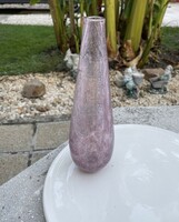 Retro ritkább lila váza repesztett Gyönyörű  Fátyolüveg fátyol karcagi berekfürdői üveg