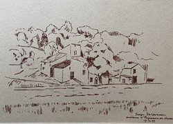 Serge Deleveau: environs d'espason du verdon - ink drawing