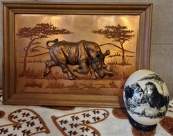 Rare copper image with African animal 3d