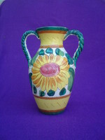 Amphora-shaped two-eared ceramic vase