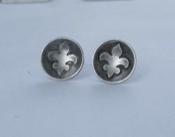 Silver earrings with the symbol of the lily, vintage piece