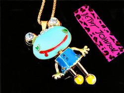 Betsey Johnson 3D Frog Girl Sweater Necklace 15