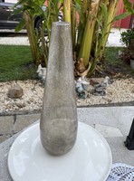 Retro ritkább füstszínű 35 cm váza repesztett Gyönyörű  Fátyolüveg fátyol karcagi berekfürdői üveg