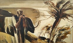 132X82cm istván dér (1937 - 1993) flutist c. His painting exhibited in the gallery with an original guarantee!