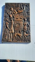 KŐ PÁL groteszk bronz falikép relief dombormű