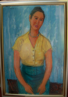Tibor Vöröss (1911-1999): woman in a yellow blouse