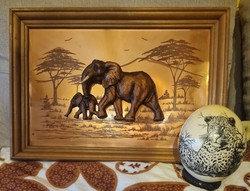 Ritka Réz karc Afrikai képet állattal benne ábrázoló kép 3D