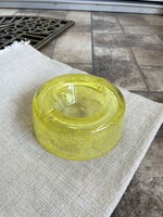 Rarer yellow lemon yellow cracked veil glass veil karcagi berek bath glass ashtray ash