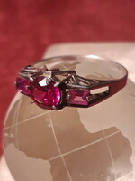 XL- méretű rubin köves régi ezüst gyűrű
