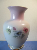 Hollóházi virágdiszes antik porcelán váza