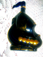 Limoges gilded cobalt larsen cognac porcelain sailing bottle