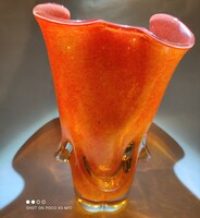 Thick walled heavy craft udo zöllner glaskunst meissen fasoletto glass vase