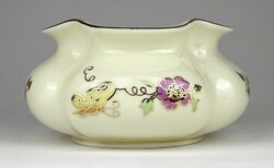 1O367 Zsolnay vajszínű pillangós gerezdes porcelán váza