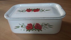 Enameled box, with a baking tray lid, poppy pattern