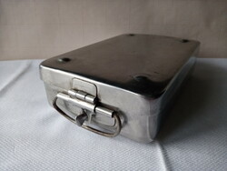 Vintage medical sterilization box with lid, filter insert