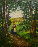Tirpák Sándor (1884 - ?) MENYECSKE KOSÁRRAL 1937