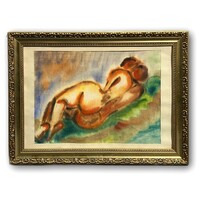 Unknown painter: nude model on the mat /watercolor cardboard/ (invoice provided)
