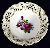Decorative porcelain serving bowl with Hungarian industry st lőrincz mark