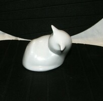 Art deco cica - Fehér Hollóházi porcelán