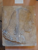 Large, heavy plaster relief, bas-relief, female head