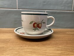Rosehip tea cup with plate, stoneware
