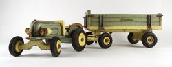 1O428 old large wooden toy ddr - gecevo tractor with runner ~1950