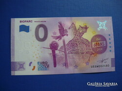 France 0 euro 2021 bioparc monkey leopard giraffe! Rare commemorative paper money! Ouch!