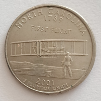 2001 North Carolina emlék USA negyed dollár " Szövetségi Államok" sorozat (710)