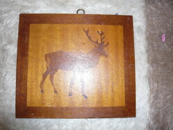 Inlaid deer on wooden picture