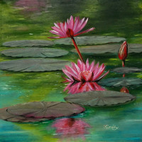 Water lily - 50 x 50 inch oil painting
