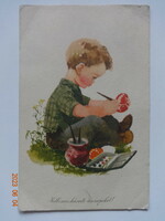 Old graphic postcard - drawing by Zsuzsa Demjén