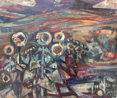 Painter Zoltán Székács the Elder (1921-1983) - sunflowers. His painting