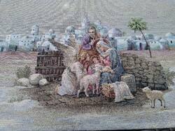 Gyönyörű nagy méretű szent családot ábrázoló karácsonyi terítő /45x140 cm/