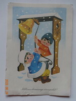 Régi grafikus karácsonyi üdvözlő képeslap, Jenkovszky Iván rajz